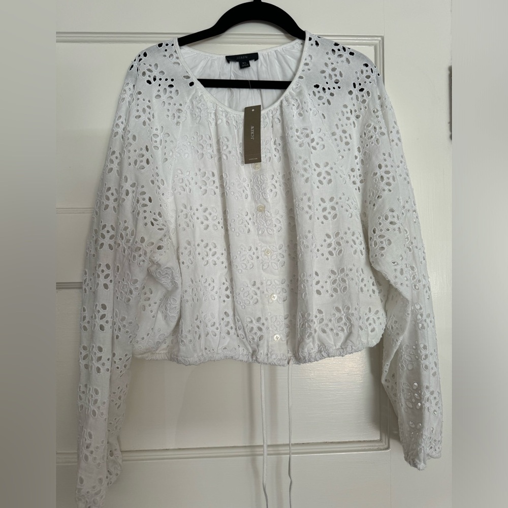 J. Crew eyelet cropped top